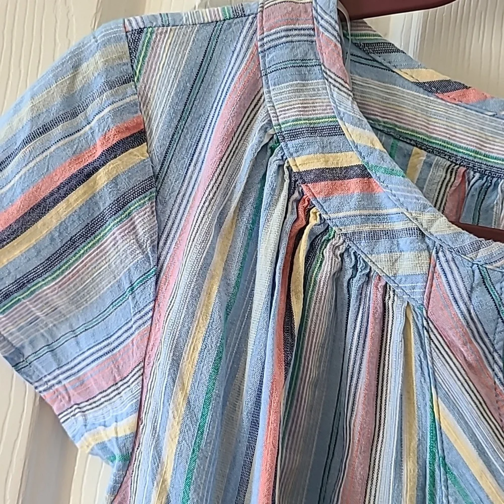 ST. JOHN'S BAY WOMEN'S BLUE SHORT SLEEVE STRIPED TOP SIZE SMALL_5